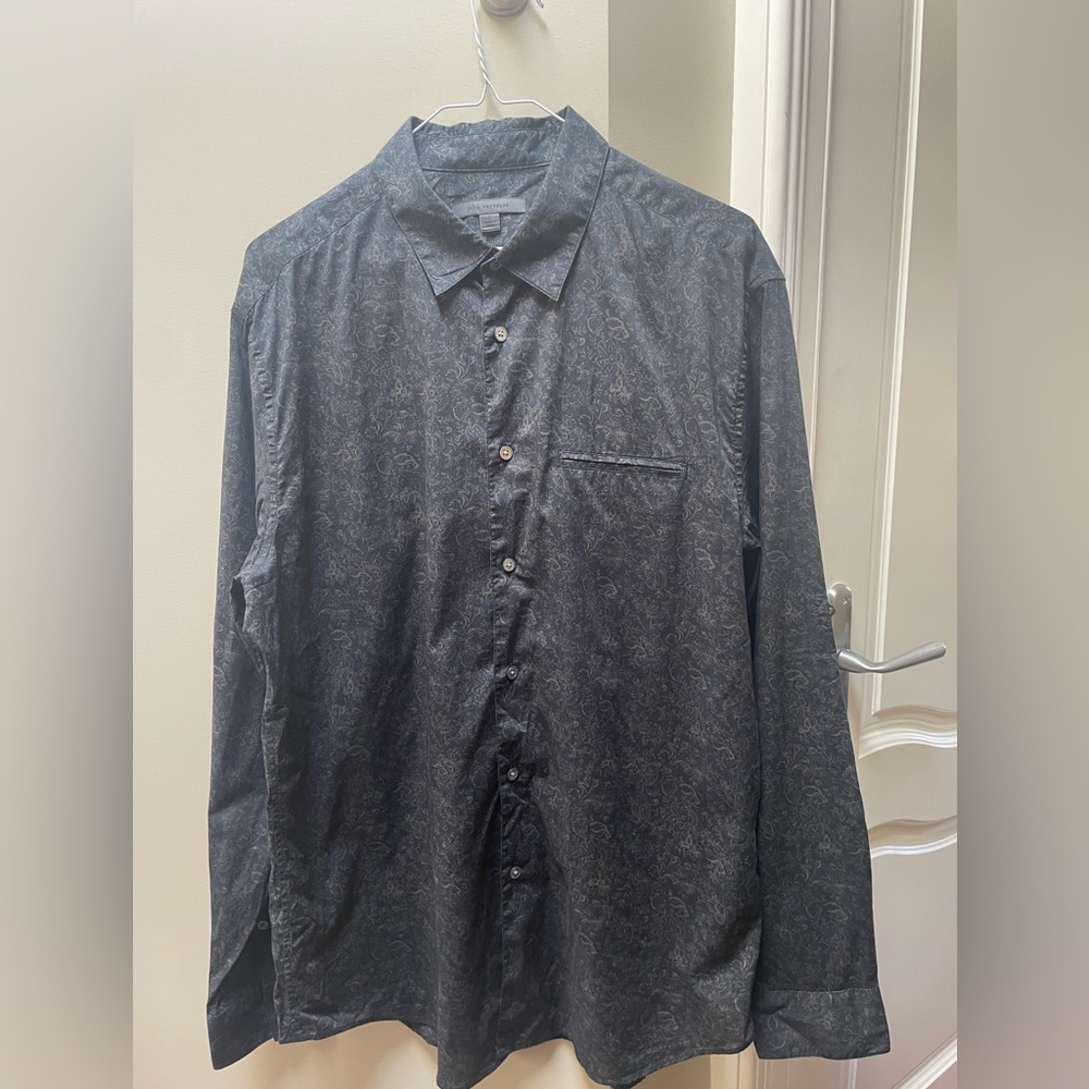 John Varvatos Black Patterned Men's Shirt